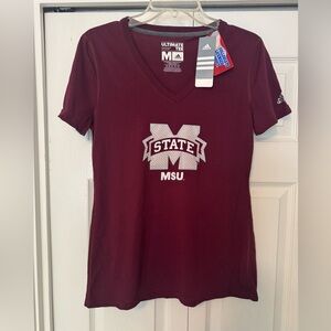 New Mississippi State Women's V-Neck Tee with State Logo Medium.